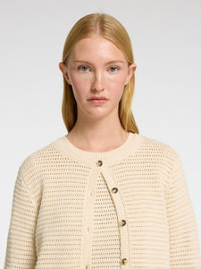 Selected Femme Vinna cotton knit cardigan Birch