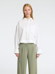 Selected Femme Fastha boxy cropped cotton shirt Bright White