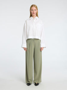 Selected Femme Fastha boxy cropped cotton shirt Bright White