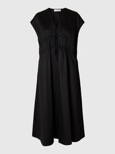 Selected Femme Ally tie front midi dress Black