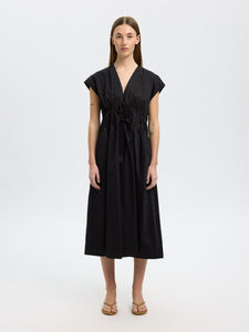 Selected Femme Ally tie front midi dress Black