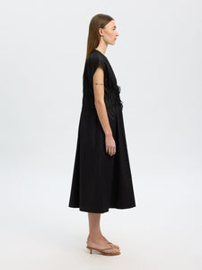 Selected Femme Ally tie front midi dress Black