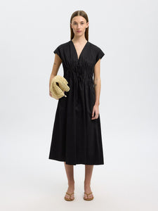 Selected Femme Ally tie front midi dress Black