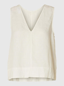 Selected Femme Linna sleeveless reversible organic linen top Ivory
