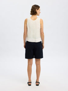 Selected Femme Linna sleeveless reversible organic linen top Ivory
