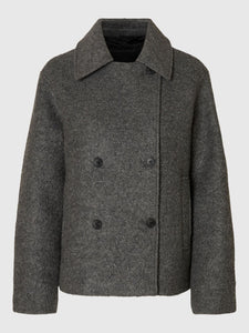 Selected Femme Alma boucle wool blend jacket Medium Grey