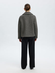 Selected Femme Alma boucle wool blend jacket Medium Grey