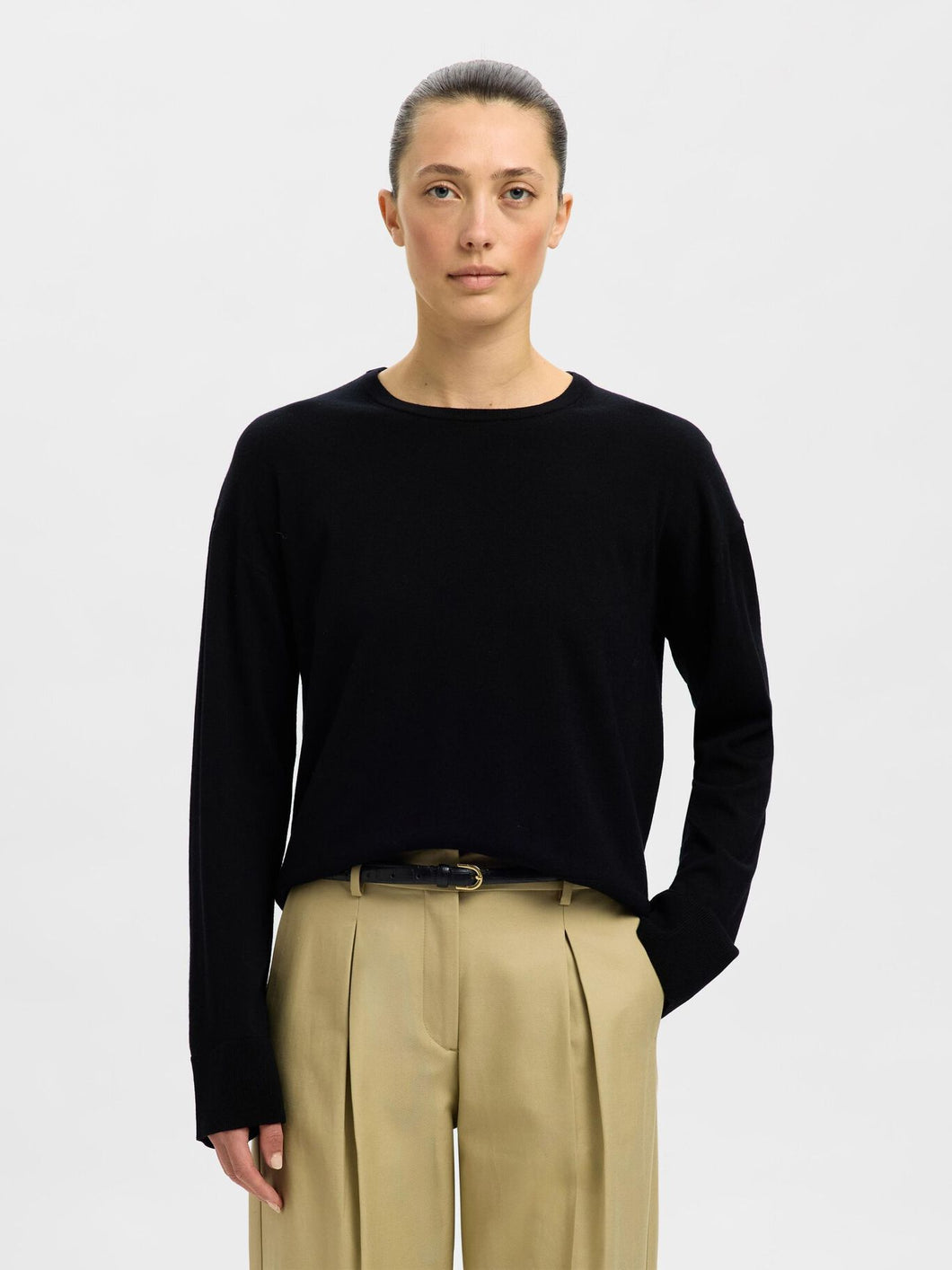 Selected Femme Thea Merino wool jumper Black