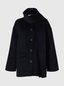 Selected Femme Pam pinstripe jacket detachable Scarf dark Sapphire