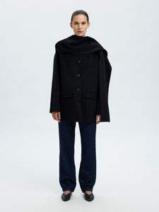 Selected Femme Pam pinstripe jacket detachable Scarf dark Sapphire