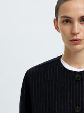 Load image into Gallery viewer, Selected Femme Pam pinstripe jacket detachable Scarf dark Sapphire
