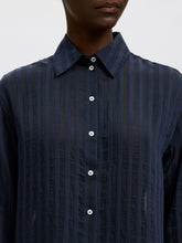 Load image into Gallery viewer, Selected Taran semi sheer stripe shirt Dark Saphire - CW CW 
