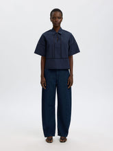 Load image into Gallery viewer, Selected Delia boxy ladder stitch cotton shirt Dark Sapphire - CW CW 
