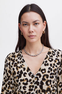 Ichi Marrakech crinkle jumpsuit Tannin Leopard