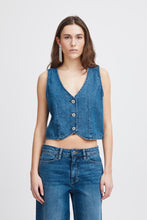 Load image into Gallery viewer, Ichi Dallas denim waistcoat Medium Blue
