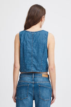 Load image into Gallery viewer, Ichi Dallas denim waistcoat Medium Blue
