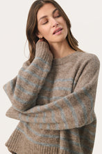 Load image into Gallery viewer, Part Two Lulya sweater Medium Grey Stripe
