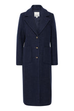 Load image into Gallery viewer, Ichi Stipa midi length coat Dark Navy
