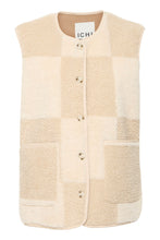 Load image into Gallery viewer, Ichi Tonza chequer board sherpa gilet Fog
