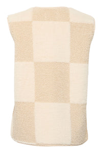 Ichi Tonza chequer board sherpa gilet Fog