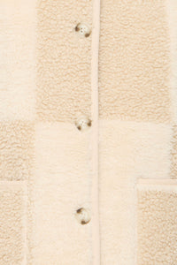 Ichi Tonza chequer board sherpa gilet Fog