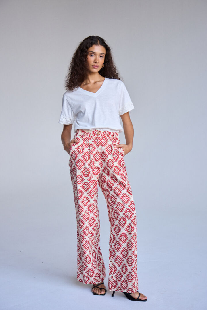 Ichi Kate print jersey trouser Fire Whirl Ikat