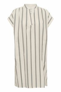 Part Two Rosabella woven striped dress Black Ivory