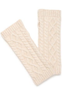 Ichi Lucy cable fingerless mittens Oatmeal Melange