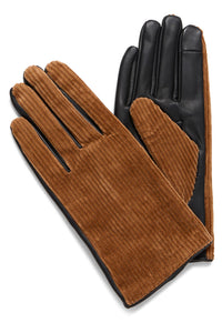 Ichi Livia cord and vegan leather gloves Tigers Eye