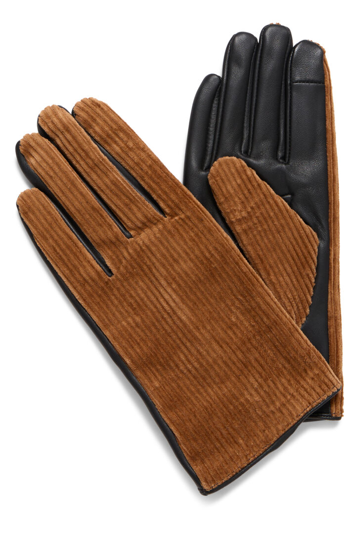 Ichi Livia cord and vegan leather gloves Tigers Eye