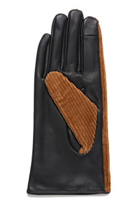 Ichi Livia cord and vegan leather gloves Tigers Eye