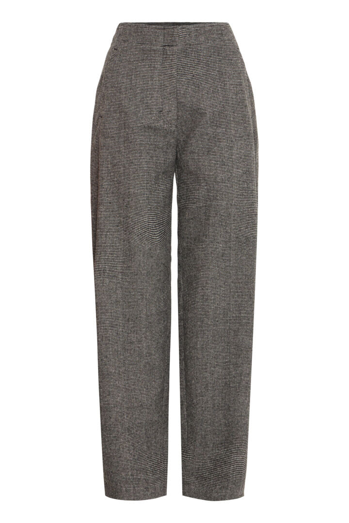 Ichi Gozivo Puppy Tooth barrel leg tailored trouser Small Check