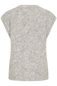 Ichi Belablue knit waistcoat Light Grey Melange