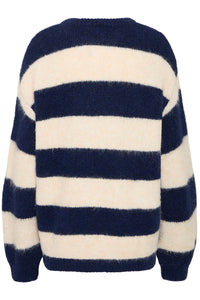 Ichi Dayana wide stripe knit jumper Patriot Blue