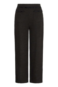 Ichi Kate textured fringed trousers Black