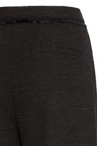 Ichi Kate textured fringed trousers Black