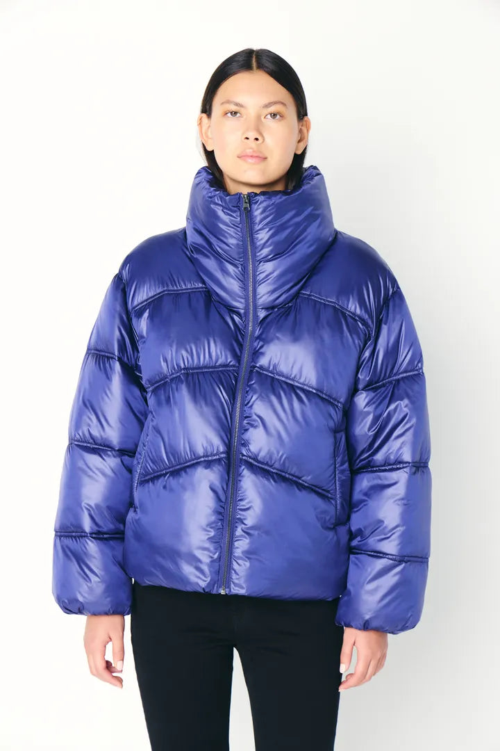 Ichi Cella padded high neck jacket Patriot Blue