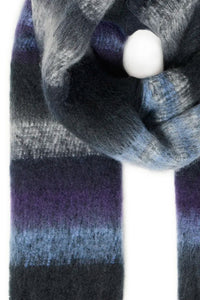 Ichi Amette long striped soft scarf Blue Yonder