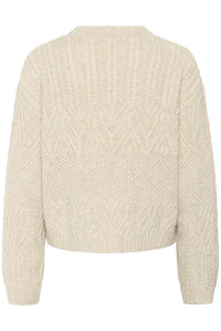 Part Two Sindy cable button side knit French Oak Melange
