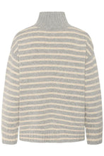 Load image into Gallery viewer, Part Two Lilye high neck striped jumper Grey Melange &amp; French Oak
