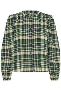 Ichi Amanna brushed flannel check shirt Pineneedle