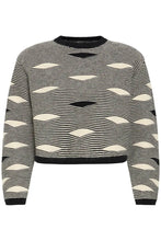 Load image into Gallery viewer, Ichi Waves jacquard jumper Black Ivory
