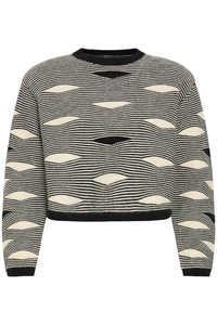 Ichi Waves jacquard jumper Black Ivory