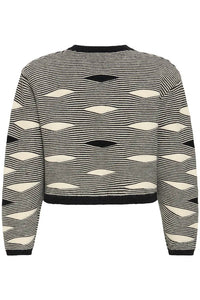 Ichi Waves jacquard jumper Black Ivory