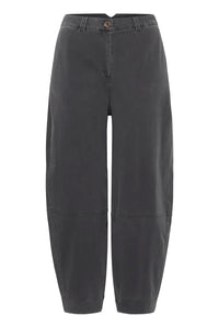 Ichi Kate casual barrel leg trouser Dark Grey