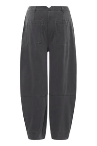 Ichi Kate casual barrel leg trouser Dark Grey