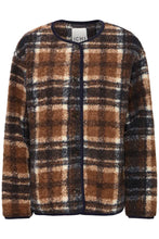 Load image into Gallery viewer, Ichi Kolira fleece printed check jacket Dark Navy
