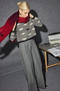 Ichi Waves jacquard jumper Black Ivory