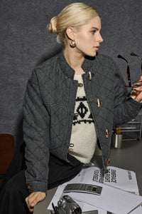 Ichi Lovera quilted toggle detail jacket Denim Grey