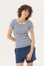Load image into Gallery viewer, Part Two Rochelle ribbed stripe T shirt Oceana Stripe
